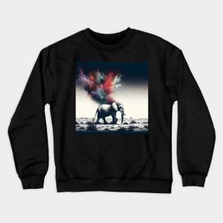 Monochromatic Elephant With Colorful Splash Crewneck Sweatshirt